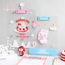Transparent cartoon board clamp office file splint student acrylic A4 large writing hard pad test paper storage clip