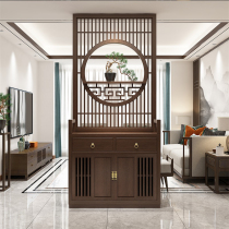 New Chinese-style solid wood home screen partition living room household storage cabinet sheltered lattice entrance cabinet shoe cabinet locker