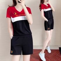 Designer Sportswear Suit Womens Summer Fashion Reduced Age Loose Ice Silk Slim Short Sleeve Casual Shorts Two Sets Tide