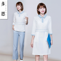 Dorn nurse suit split suit mid-sleeve beautician overalls female autumn and winter medical care uniform Korean White