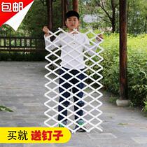 Carbonized anti-corrosion telescopic wooden pull mesh white wooden fence wooden fence fence climbing cane climbing grid flower stand