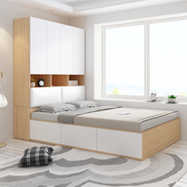 Nordic modern simple tatami bed wardrobe integrated small apartment multi-function storage high box bed combination children