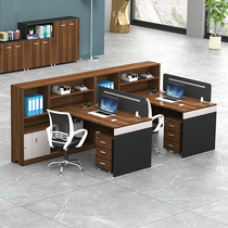Financial staff desk office table and chair staff four-person combination computer desk double partition table