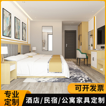 Hotel bed furniture hotel special bed standard room full set of custom B & B double room wardrobe hanging board