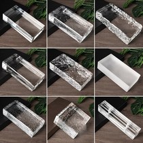 Glass brick partition wall crystal brick transparent square block wall ice pattern color solid super white large block hollow screen