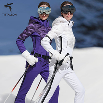 Tittallon body extension ski suit women winter warm waterproof fashion down single double board conjoined snow suit