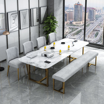 Nordic marble conference table long table bench bench modern simple office desk set and light luxury meeting table