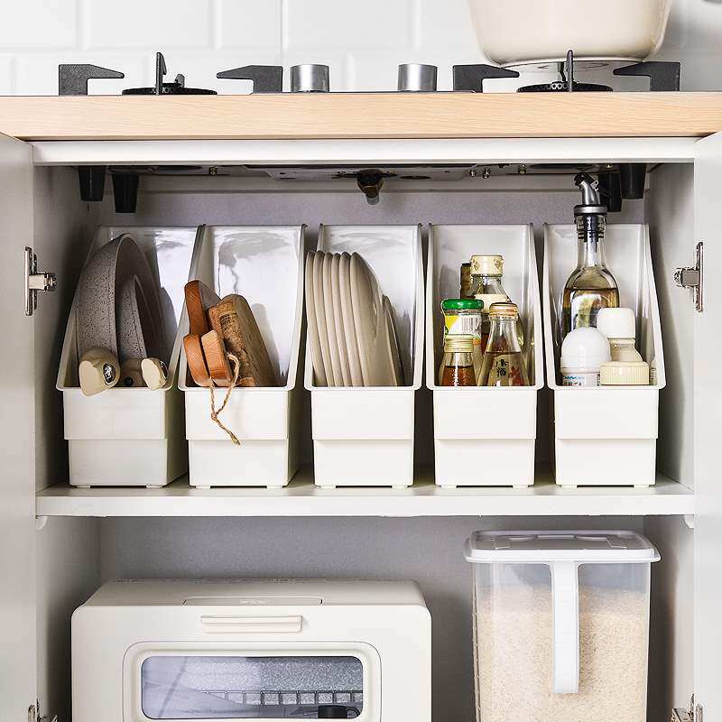 Bailu kitchen pulley pot cover rack plastic pot storage rack shelf with wheel kitchen