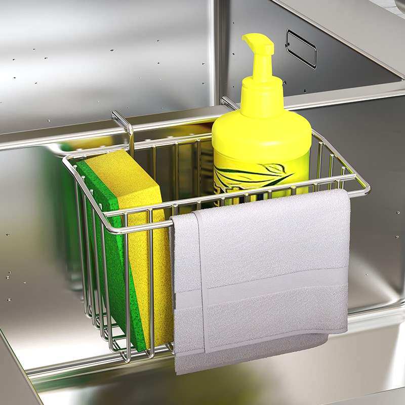 Home Leigh sink sink basket leaching basket 304 stainless steel kitchen shelf rag hanger leaching