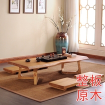 Tea table and chair combination new Chinese tatami Japanese all solid wood coffee table home bay window balcony low bed table tea table