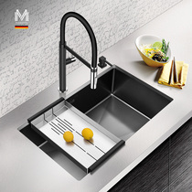  Mambaton kitchen black nano antibacterial black King Kong handmade sink single slot 304 stainless steel under-table washing plate