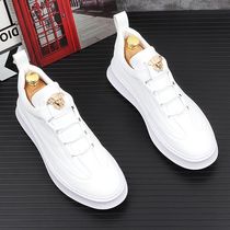 New white shoes mens board shoes with thick soled inner high shoes Autumn model youth Joker casual shoes Korean version of foot Lefu shoes
