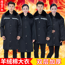 Military cotton coat mens winter thickened cold-proof labor insurance cotton-padded jacket northeast security work clothes big trench coat
