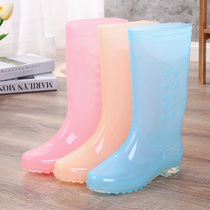 Jelly color parent-child rain boots female non-slip thin mid-tube rain boots Spring and summer candy water shoes Comfortable galoshes adult rubber shoes