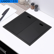 Handmade stainless steel sink single-slot invisible creative black open kitchen sink island bar cover pool