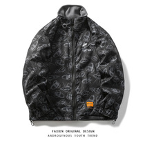 FAXIEN Autumn New Japanese Tide Brand Skeet on both sides Wear polar fleece Jacket Loose Fashion Casual Jacket