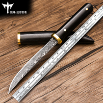  Wolf black damascus steel mini fruit knife Sharp portable knife Self-defense saber Samurai style collection knife