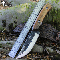 Wolf Mongolian mutton cutting knife self-defense hand forging knife wilderness survival saber outdoor straight knife forged knife