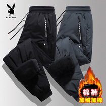 Flowers Playboy cotton pants Mens winter Chauder Thickened Northeast Warm Pants Wear with velvet Windproof Casual Long Pants
