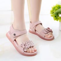 Girls sandals 2021 Korean summer new soft-soled princess shoes summer non-slip beach shoes large childrens shoes