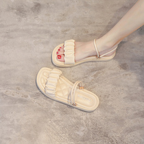 Roman sandals female fairy style seaside ins tide 2021 new summer student two-wear explosive flat slippers