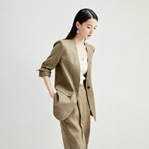 Jung Mei (hemp rope color -- liquid ammonia whole linen) plant dyeing suit conical pants one-piece dress