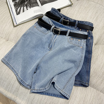 2021 new thin denim net red shorts five-point pants design niche sweet cool wide-leg pants womens summer