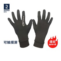 Decathlon Gloves Winter men and women running skiing cycling children plus heating sports cycling can touch screen OVWG