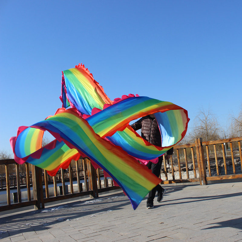 Rainbow ribbon dance silk fitness ribbon color silk dance strip stick color silk square dance ribbon colorful lace long silk shake silk