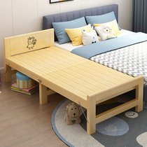 Solid wood folding splicing bed widening bed Lengthened Bed Pine Wood Bed Frame Children Single Bed can be set as bedside bed