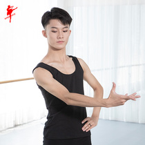 Red dance shoes cotton I-shaped vest mens sweatshirt base shirt shirt dance practice clothes 3830