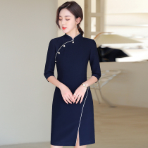 Advanced sense cheongsam improved summer Chinese retro commuter temperament professional dress 2021 explosive overalls women
