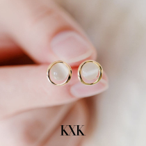 Cats eye stone earrings female Korean Net red temperament earrings 2021 New Tide ear clip earrings without earrings