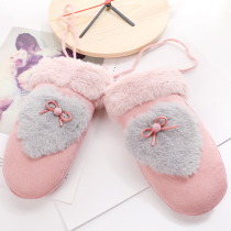 4-10-year-old children plus velvet padded warm gloves winter cute baby cartoon love windproof and cold gloves