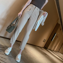 Suit casual ankle-length pants female 2021 Spring and Autumn New Korean version of high waist hanging smoke pipe Harlan texture radish pants