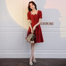Red toast bride can usually wear wedding dress dress short small man 2021 new female engagement autumn