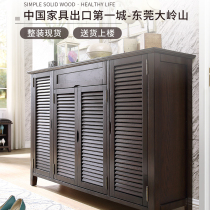 Nordic solid wood shoe cabinet home door shutter door breathable large capacity simple modern American shoe cabinet entrance cabinet