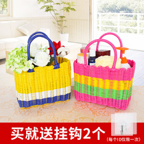 Bathing basket bathroom plastic woven basket shopping picnic fruit buying basket washing bath frame portable small storage basket