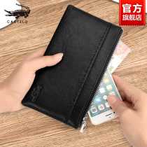 Caravan Crocodile Mens wallet Long Genuine Leather Zipped Handbag business Money clip Handbag Bull Leather Young Mens Bag