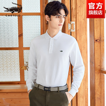 Crocodile long sleeve polo shirt men Spring and Autumn loose Joker trend solid color 2021 new Joker lapel cotton T-shirt
