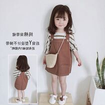 Girls Dress 2021 Spring Summer South Korea New Girl Baby Kids Joker Cute foreign style Strap Skirt
