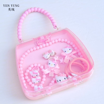 Childrens jewelry set necklace bracelet ring earrings hand bag princess girl baby hairclip headdress gift