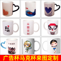  Custom mug printing photo logo couple heating blue diy creative gift with lid ceramic batch customization
