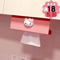 Cute cartoon girl heart cupboard hanging paper towel rack Kitchen paper towel pumping paper rack Wrought iron tissue box storage shelf