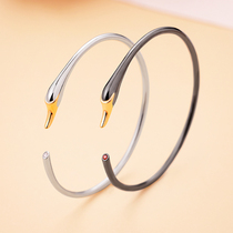 Swan bracelet girls S925 sterling silver light luxury accessories ins niche design exquisite simple open bracelet gift