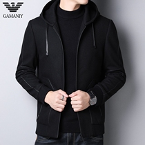 Chiamanya with a hat woolen jacket jacket mens short business leisure autumn and winter mens woolen mens clothing