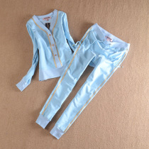 2022 Springtime Fashion Casual Suit Women small scents Wind Ocean Breeze Minus sports clothes Two sets of netred levee clothing