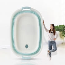 Household foldable basin baby portable compression bath basin rectangular super large plastic laundry basin