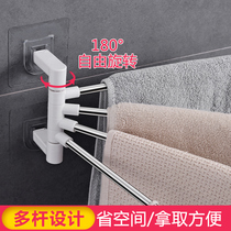 Kitchen Rotatable Creative towel rack toilet free of punch Multi-bar Rack Bathroom Hair Towel Rack Rag Holder