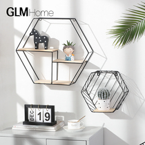 ins Nordic style Room wall decoration Hexagonal shelf Wall wall pendant Bedroom wall decoration rack